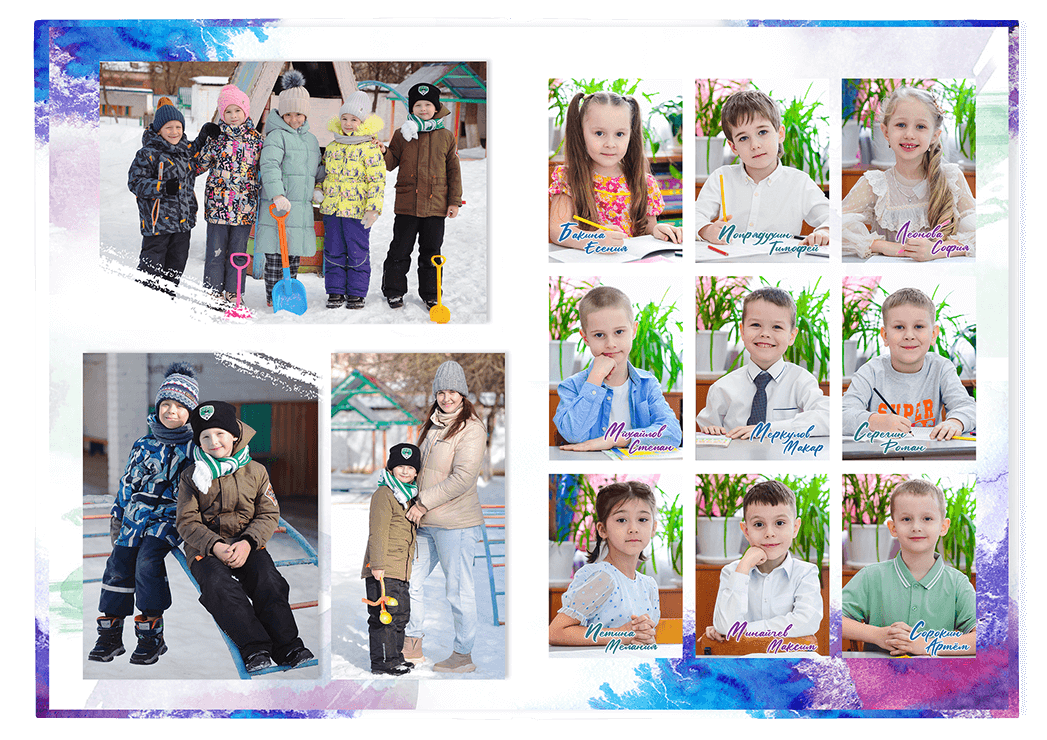Выпускной альбом для выпускников детских садов . Альбом -  фотокнига "Акварель". Фотоальбом  для первоклассников. Альбом для выпускников.